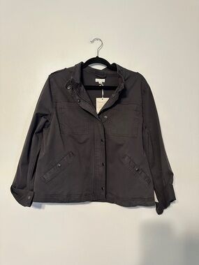Garnet Hill Organic-Cotton Utility Jacket in Grey NWT Size 10